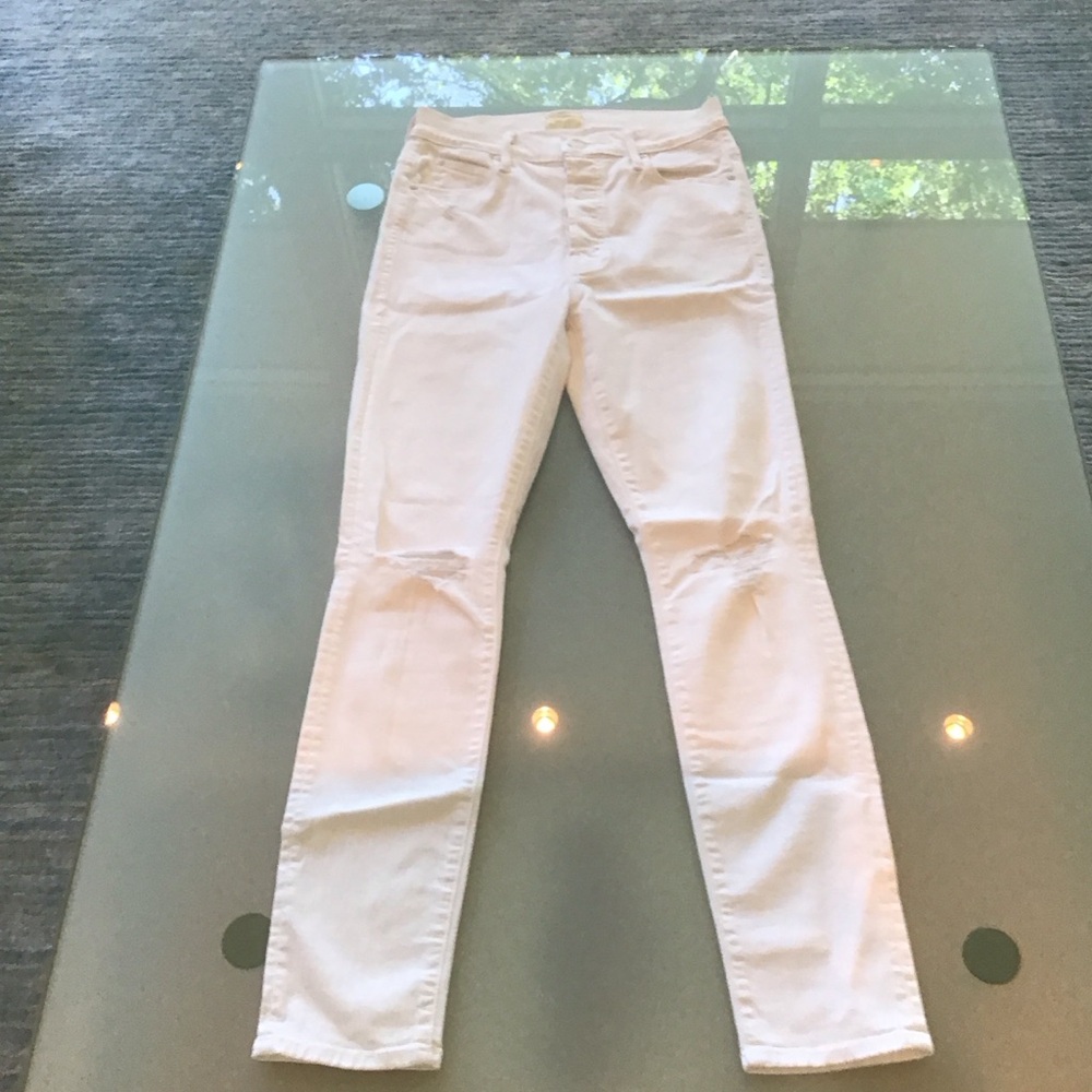Mother Jeans The Stunner Ankle Button Fly Stayin' Cool White Skinny Denim 26